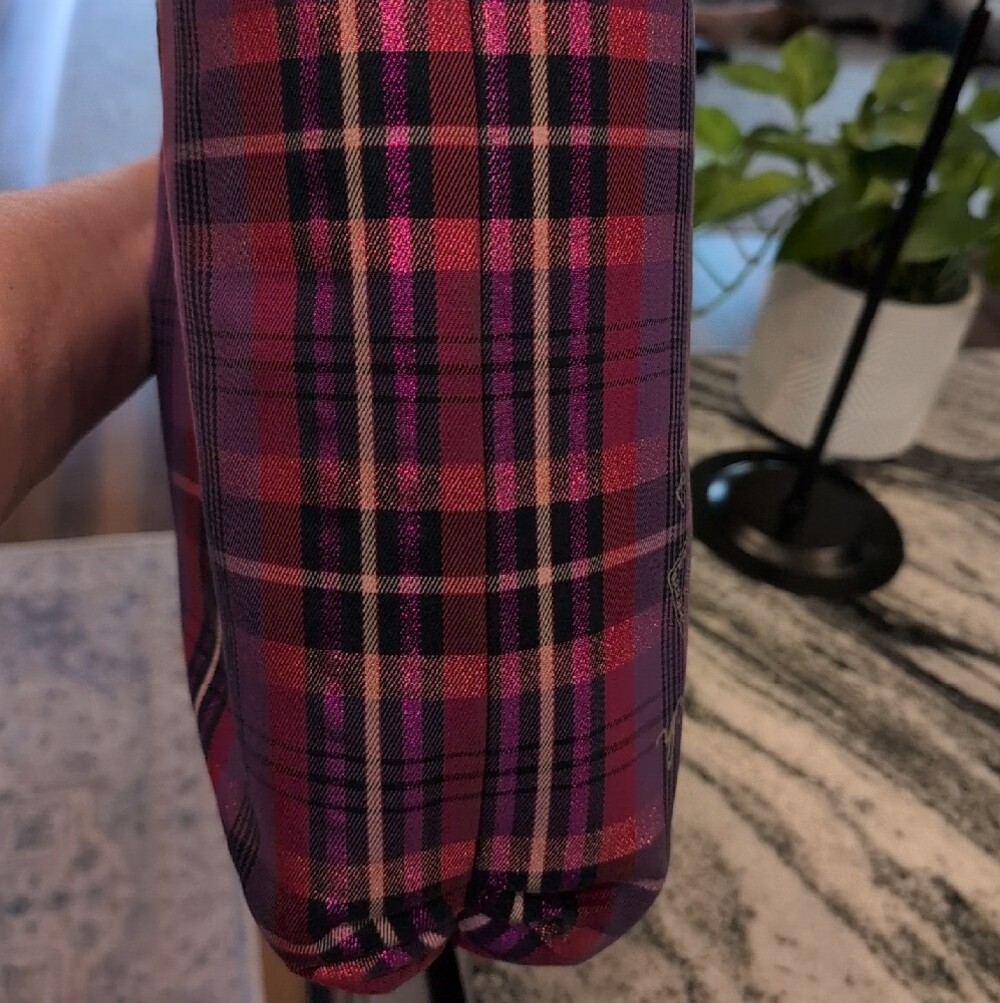 Coach Poppy Large Purple Plaid Tartan Glam Bag w/Matching Wristlet - RARE - Picture 10 of 15